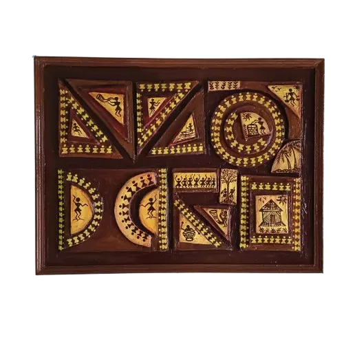 Handmade Warli Tribal Art Panel – Clay Work on MDF Board